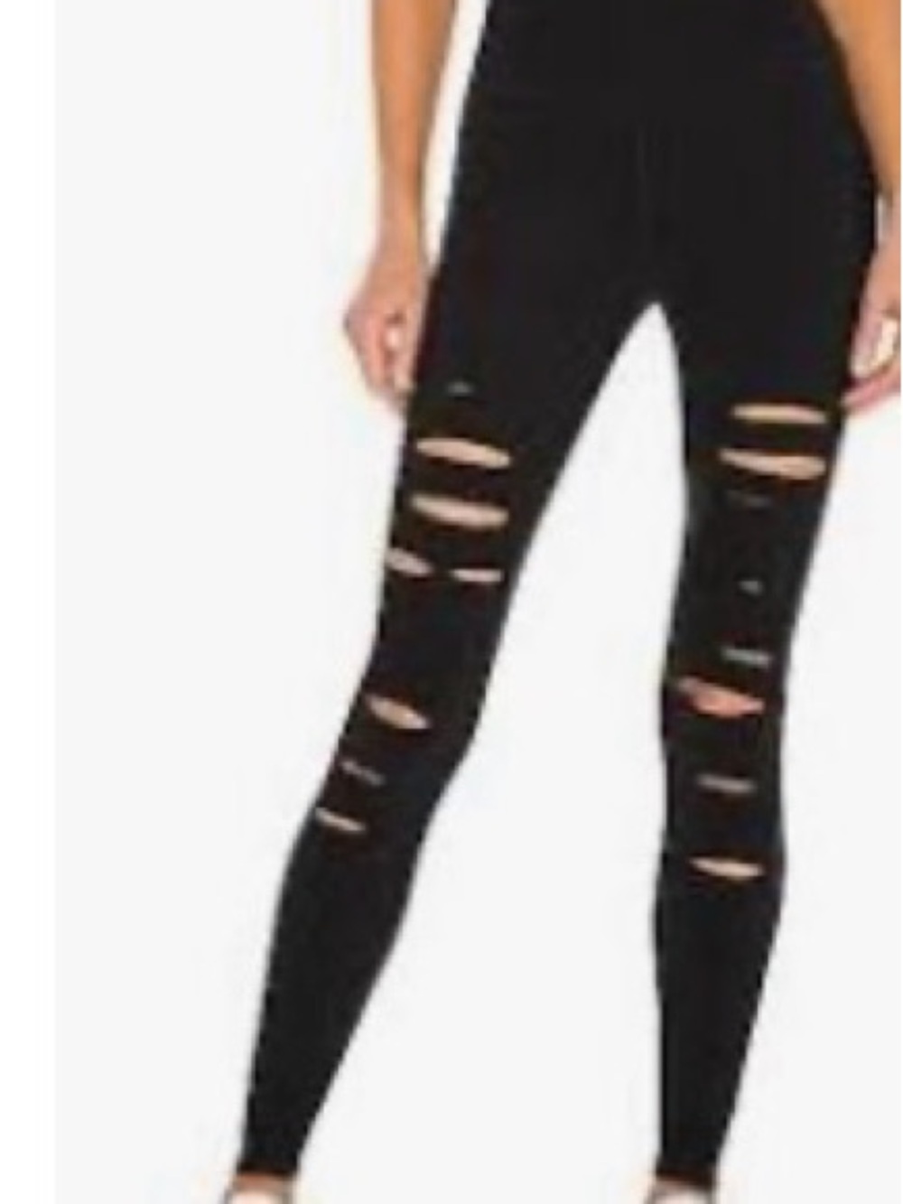 Alo High-Waist Ripped Black Leggings size XXS